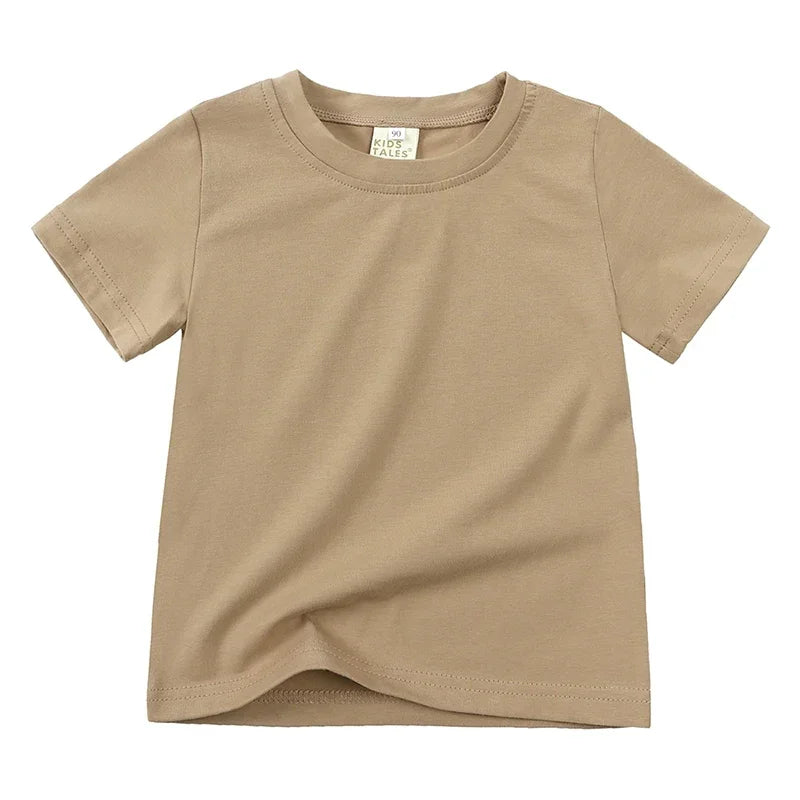 Kids Summer Cotton T Shirt Breathable Solid Tee For Boys And Girls 12M To 9T Lightweight Everyday Casual Shirt