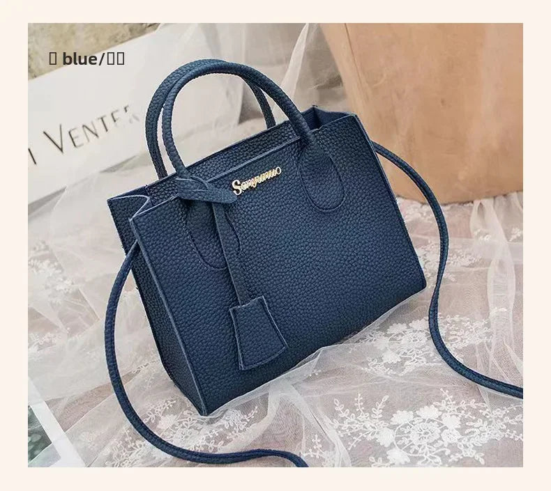 Single-shoulder Crossbody Handheld Triple-use Satchel Portable Leisure Bag Solid Color Lychee Grain Ladies Handbags ﻿