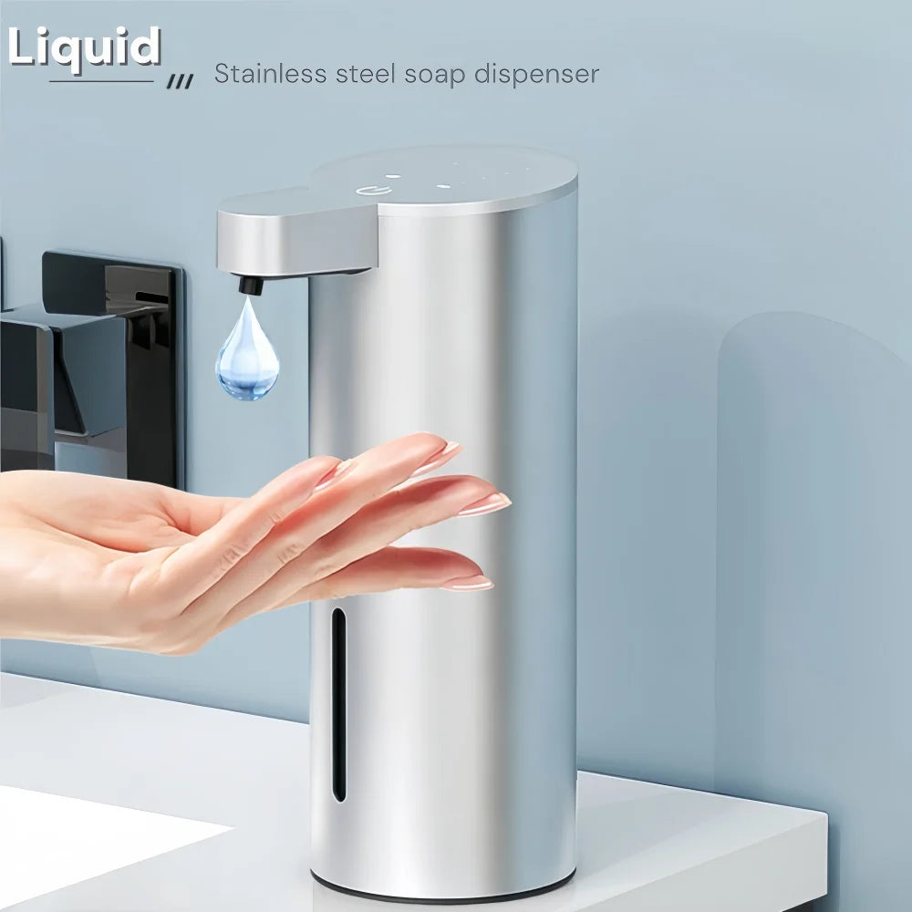 Dispensador de jabón de espuma con sensor de acero inoxidable, automático, sin contacto, infrarrojo, de pared o de escritorio para baño en casa