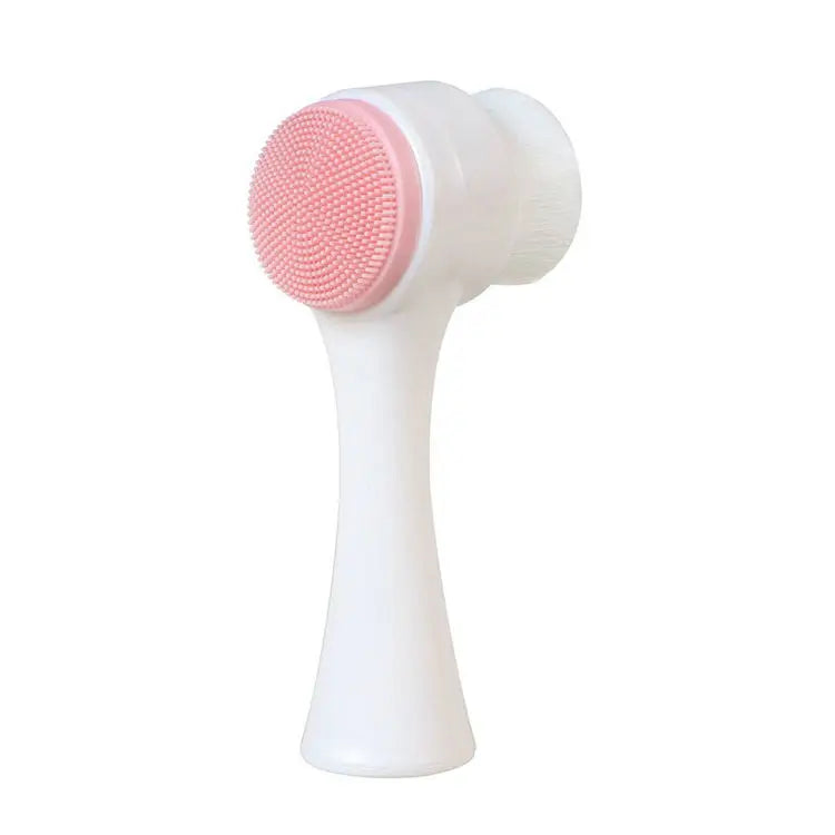 3D Double Silicone Facial Cleansing Brush Gentle Manual Massage Double Sided Exfoliator For All Skin Types