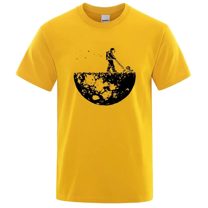 Men's Lunar Cleaner Graphic T-Shirt - Cotton Blend O-Neck Casual Tee