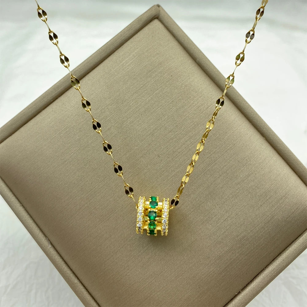 18K Gold Plated Stainless Steel Necklace for Women Copper Pendant Necklace Gold Plated Heart Butterfly Zircon Jewelry