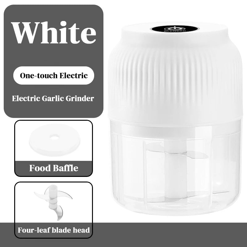 Triturador de ajos eléctrico, picador de alimentos de cocina, mini picador de carne portátil USB, picador de verduras para cocina, regalos de Navidad