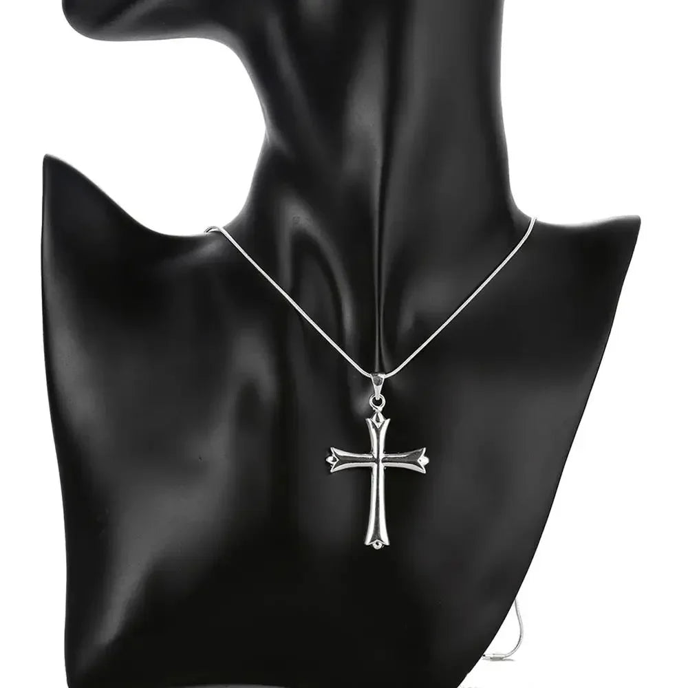 925 Sterling Silver Classic Cross Pendant Necklace For Women'S Man Luxury Fashion Wedding Accessories Jewelry Christmas