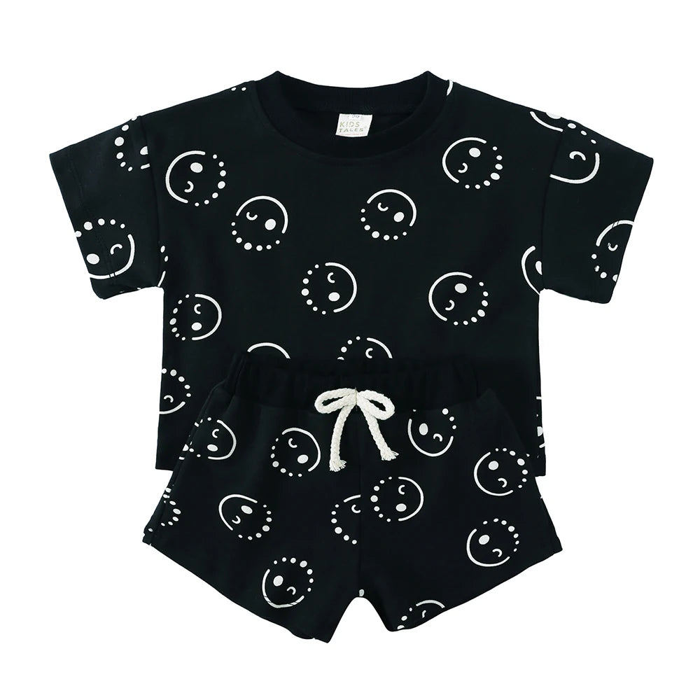 Kids Cotton Summer Clothing Sets 100 Percent Breathable Casual Short Suits For Girls And Boys Ages 1 To 8