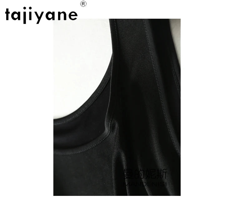 TAJIYANE 70% Mulberry Silk Tank Tops for Woman Elegant Sleeveless Summer Tops 2025 Solid Color Silk Vest Ladies Clothes кроп топ