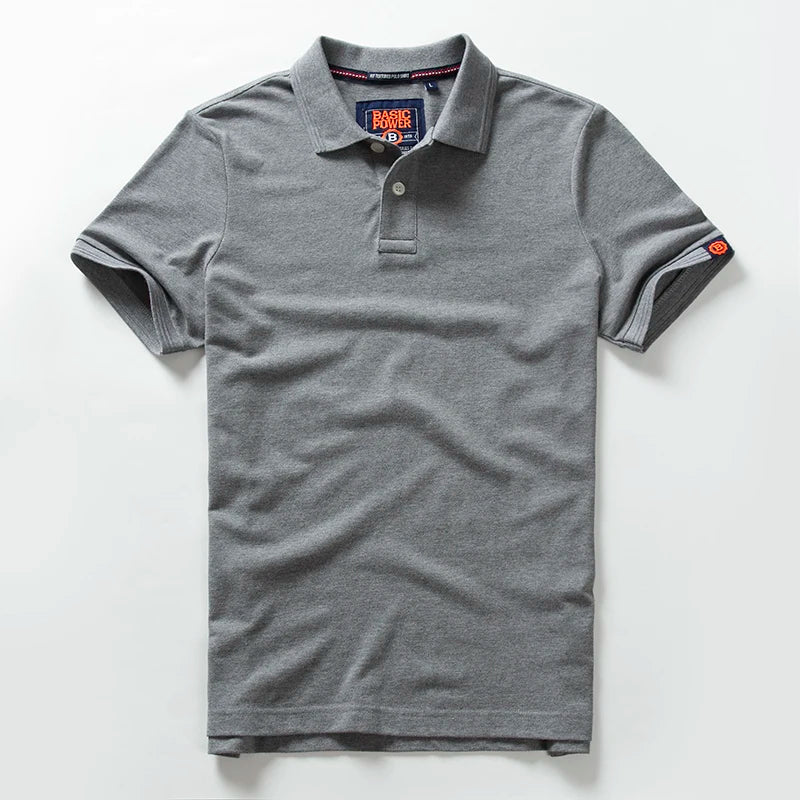 Summer New American Retro Knitted Solid Color Pearl Cotton Polo Shirts Men'S Fashion Washed Short Sleeve Lapel Casual T-Shirt