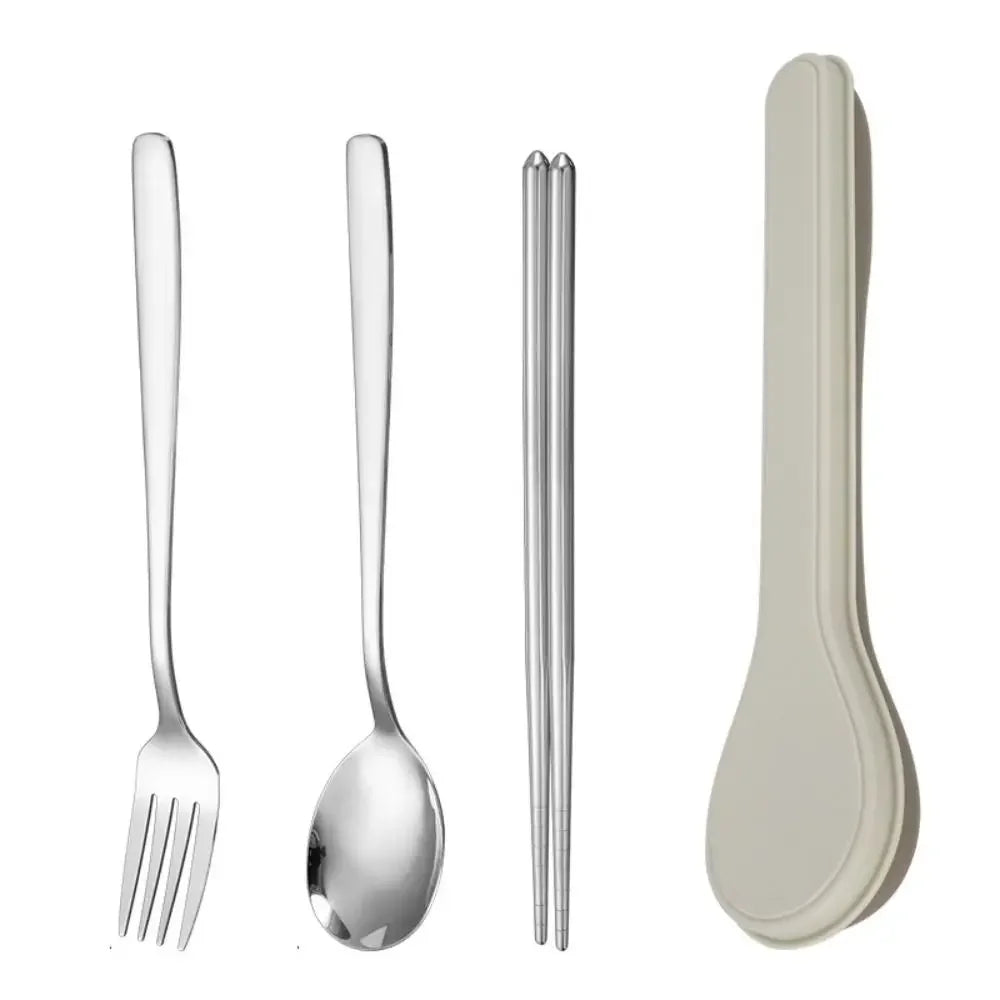 Juego de cubiertos con estuche de almacenamiento estilo coreano, juego de vajilla portátil para el hogar, la escuela, la cocina, servicios de vajilla, juego de utensilios, cucharas