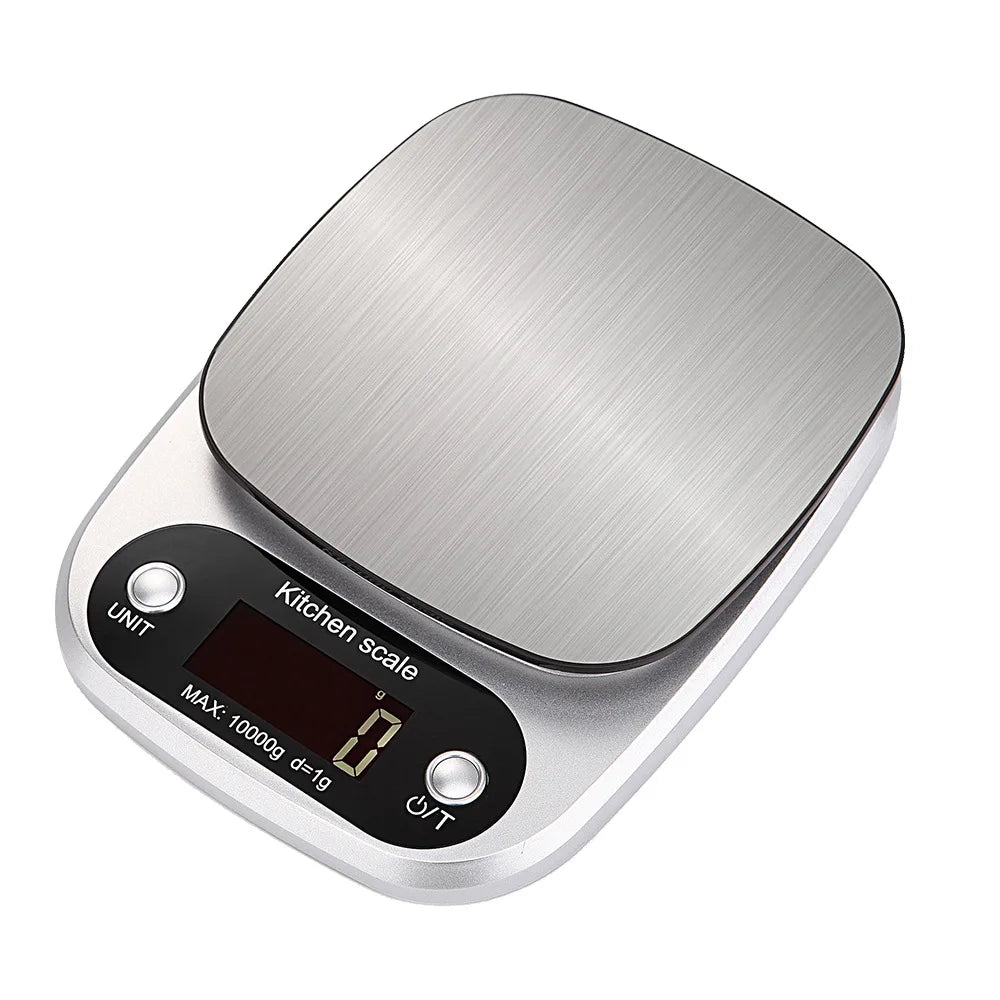 Báscula de cocina digital de 10 kg/1 g, de alta precisión, con pantalla LCD, para alimentos, joyería, café, repostería, portátil, herramientas de cocina de alta calidad