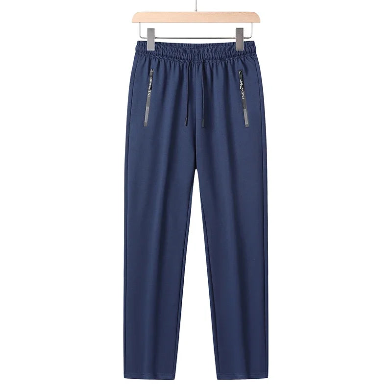 Summer Big Size Men'S Pant Drawstring Stretch Sport Jogger Trouser Male Plus Large Fit Zip Pocket 4Xl 5Xl 6Xl 7Xl 8Xl Grey Black