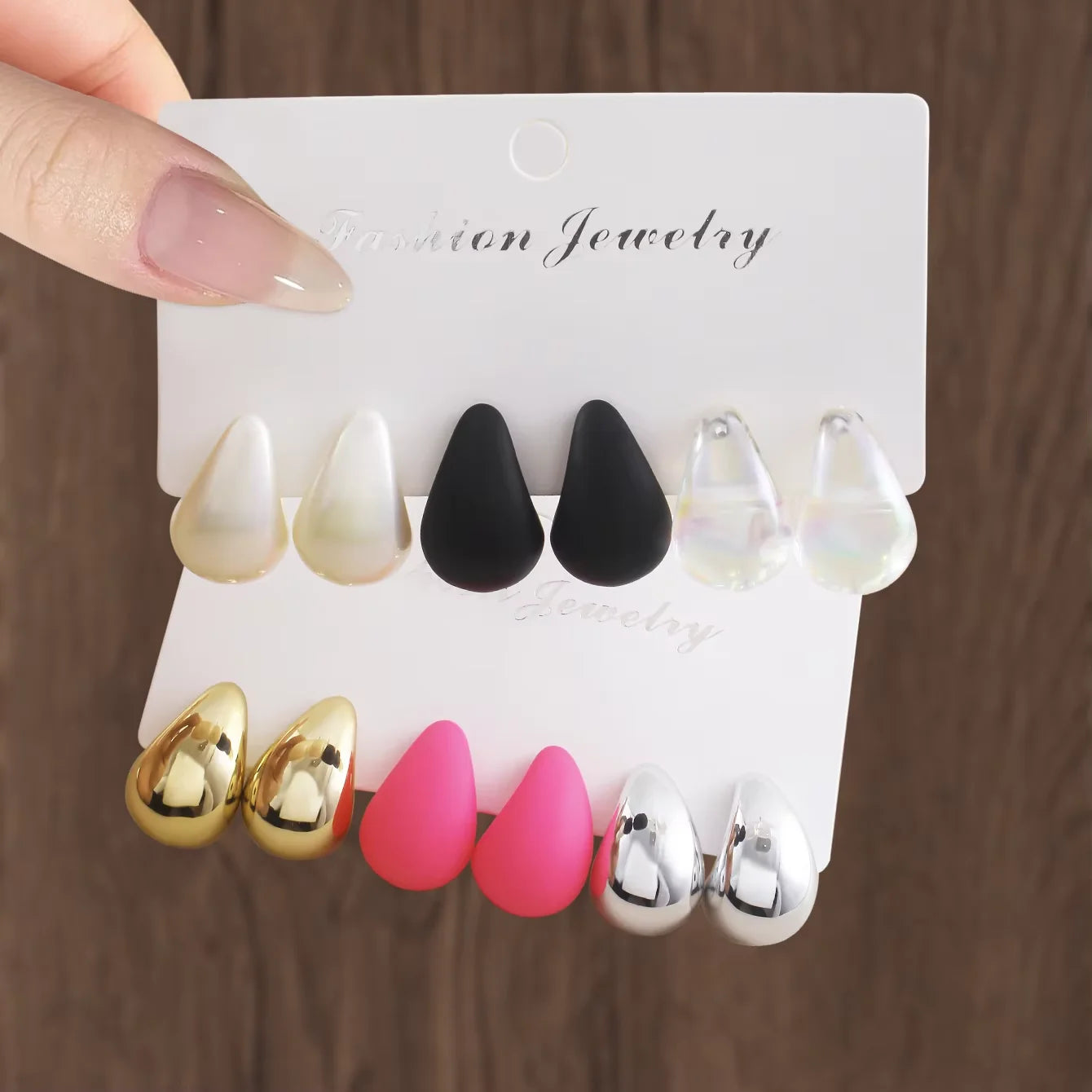 Classic Fashion Waterdrop Stud Earrings Punk Smooth Teardrop Earrings Set Charming Women's Daily Versatile Dating Party Jewelry