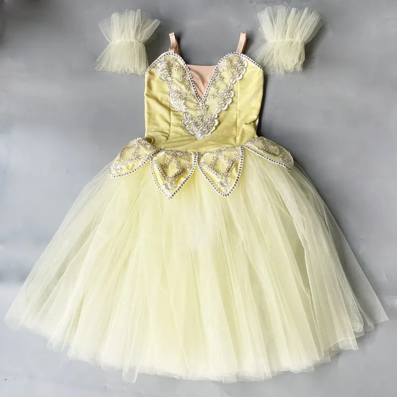 Professional Tutu Long Romantic Tutu Flower Suspender Ballet Swan Lake Ballet Ladies Children Girl Fairy Ballet Costume Women