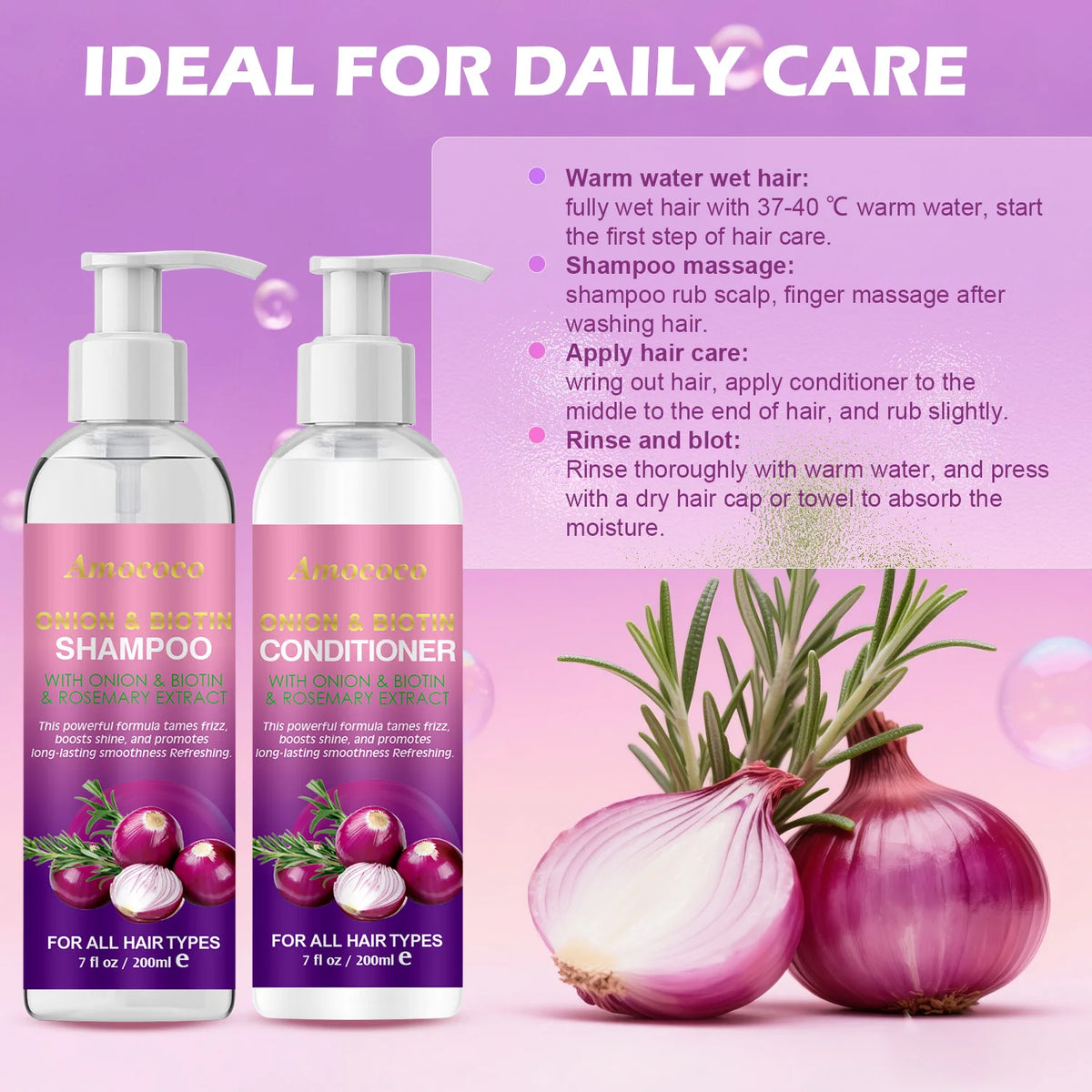 Amococo Shampoo and Conditioner Set - 2 x 200ml Hair Care Duo