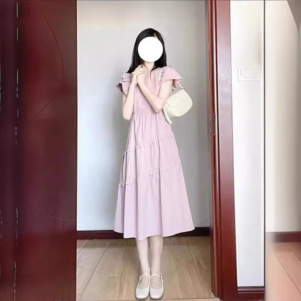 Korean Parent-child Clothing Mother and Daughter Clothing Dress Medium and Small Children Slim Pure Cotton Fashion
