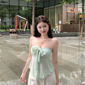 Pure Desire Sexy Backless Vest Top Women's Strapless Bralette  Knot Design Summer Knitted Slim Fit  Color