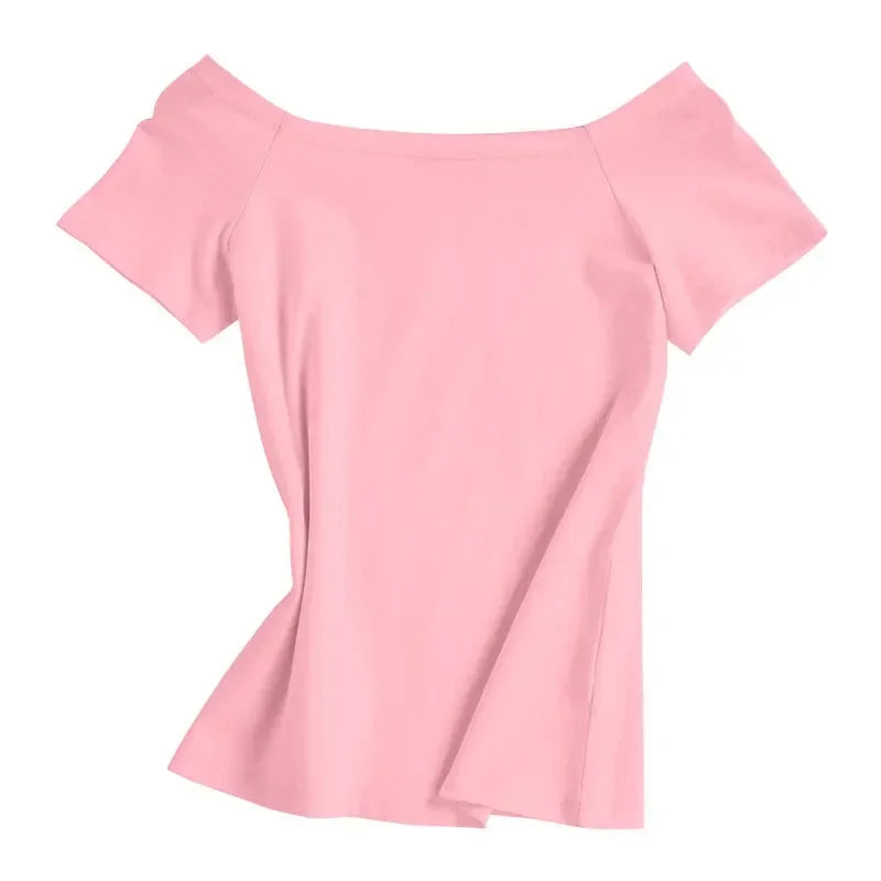 MRMT Women's Cotton Slim Fit Off-Shoulder Short Sleeve T-Shirt