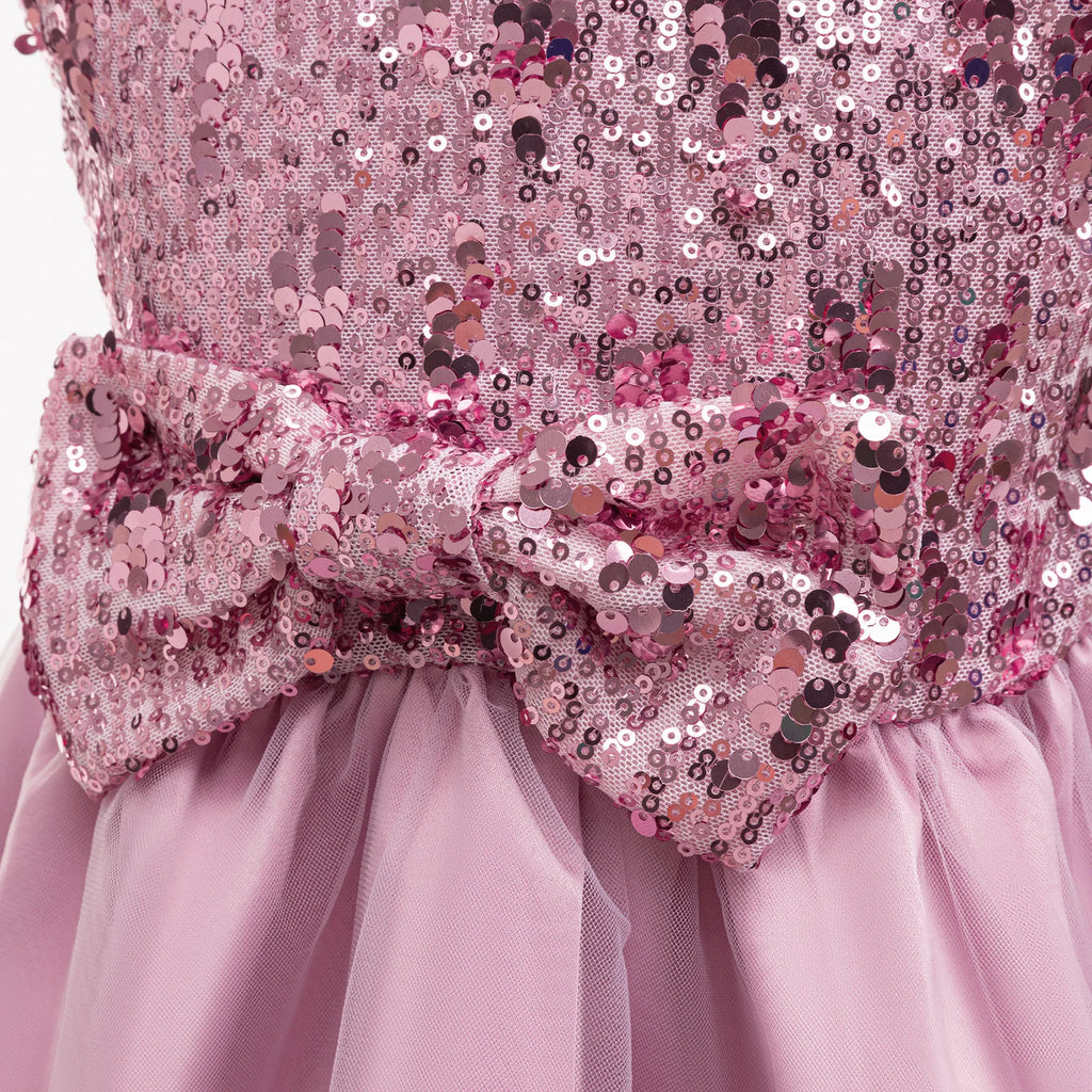 HETISO Princess Dress for Girls Sequined Sleeveless Tutu Gown Children's Fashion Birthday Party Frocks for Ages 2-10