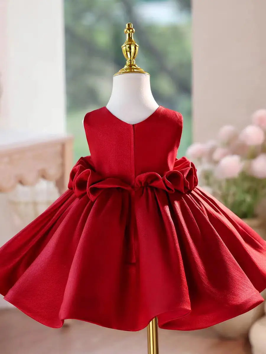Dreamy Vow J460A Champagne Elegant Flower Girl Dress Satin Knee Length Children Wedding Birthday Holiday Party Pageant Dress