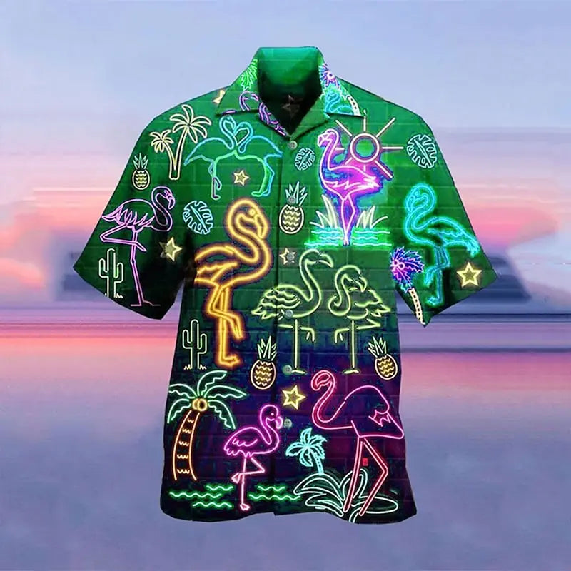 Men's Hawaiian Casual Shirt - Short Sleeve 3D Print Fluorescent