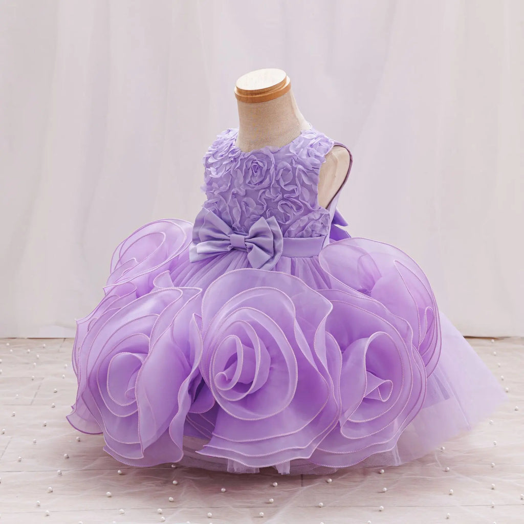 HETISO Girl Flower Dress Tutu Mesh Children's Wedding Ball Gowns Baby Suitable Sleeveless Party Wear