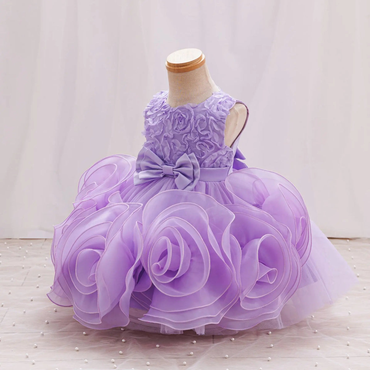 HETISO Girl Flower Dress Tutu Mesh Children's Wedding Ball Gowns Baby Suitable Sleeveless Party Wear