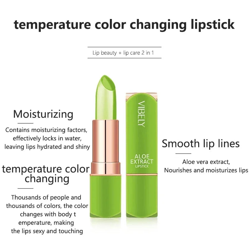 Aloe Vera Temperature Color Changing Lipstick Moisturizing Jelly Lip Balm Long Lasting Nourishing PH Reactive Lip Gloss Lip Care