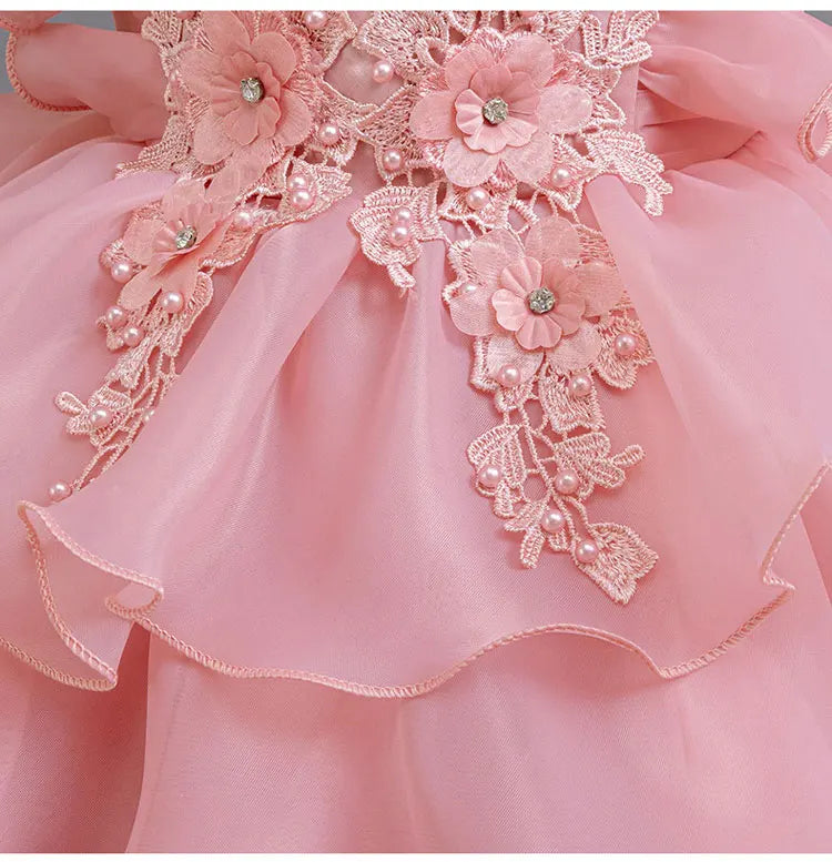 Fashion Flower Girl Dresses for Weddings Lace Mesh Sleevelss Birthday Dress Summer Children Girls Party Dress 2-12 Years