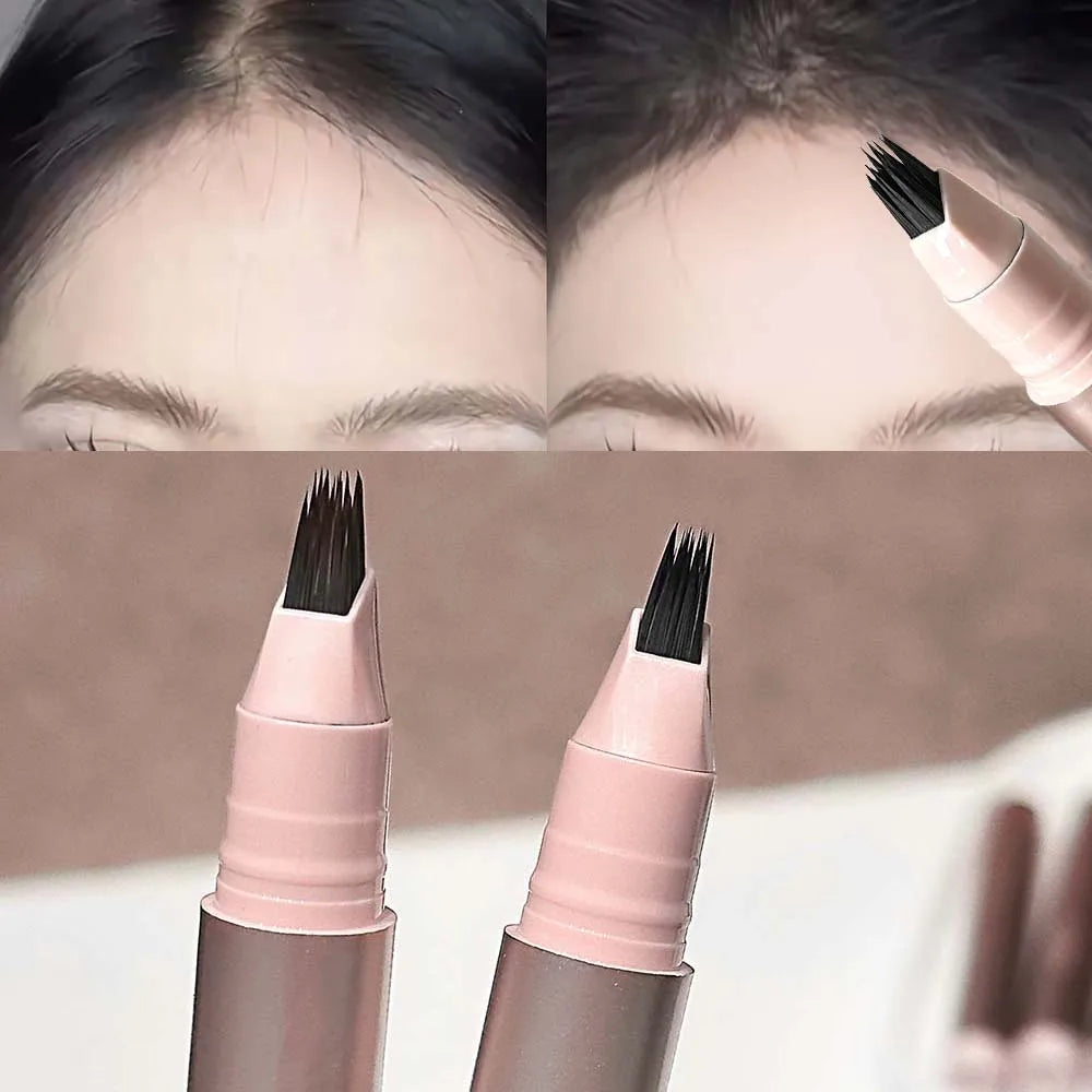Natural Hair-Like Stroke Liquid Eyebrow & Hairline Pen Multi Forks Outline Wild Eyebrow Easy To Wear Waterproof Makeup Pen