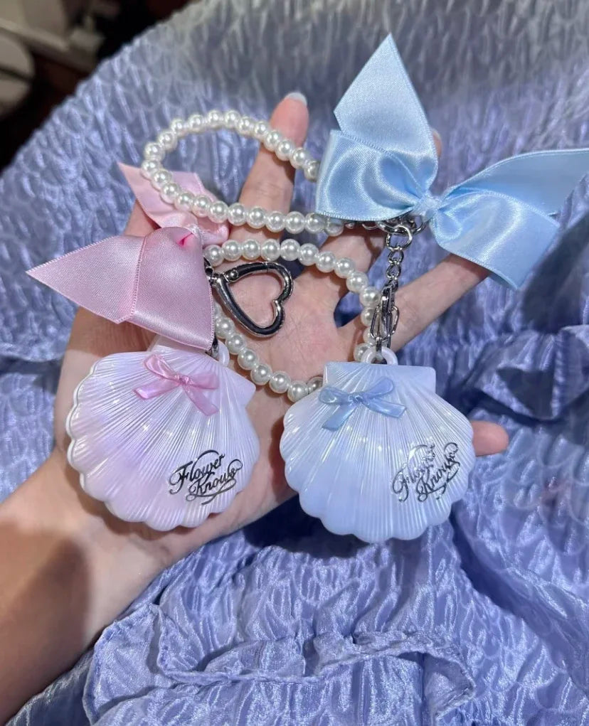 Flower Know Knight Unicorn Mini Mirror Pendant Shell Pearl Blue Mini Mirror Pendant