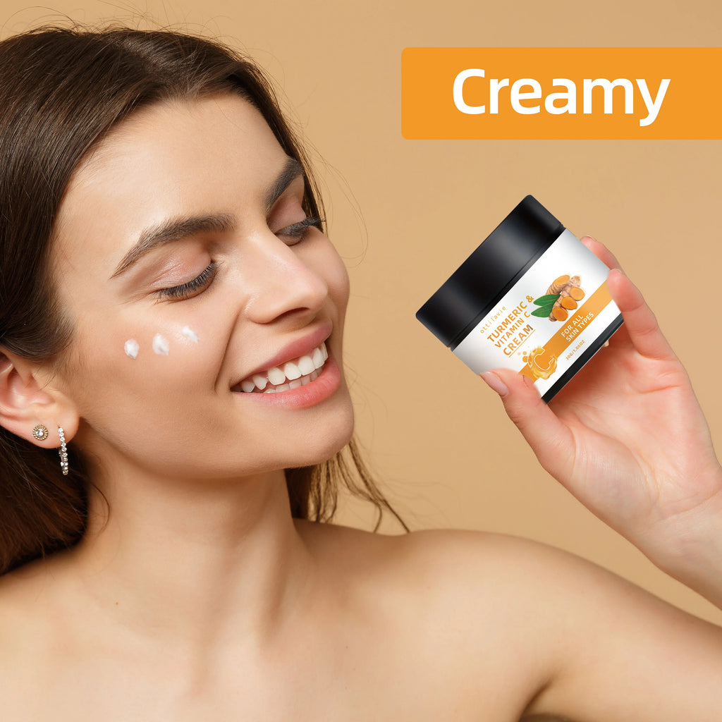 Turmeric & Vitamin C Cream -Lightweight Nourishment For Face& Neck, Fast-Absorbing Hydrationall Skin Types