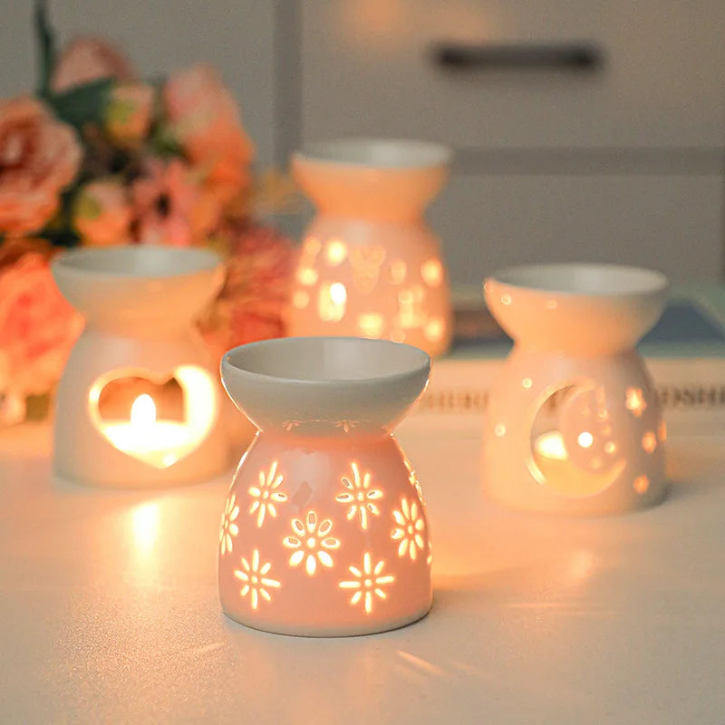 White Ceramic Hollow Incense Burner & Aromatherapy Diffuser