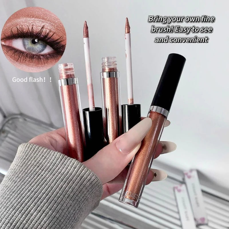 12 Color Pearlescent Liquid Eyeshadow Makeup Natural Smokey Silver Shimmer Diamond Glitter Shadows Waterproof Lasting Eye Makeup