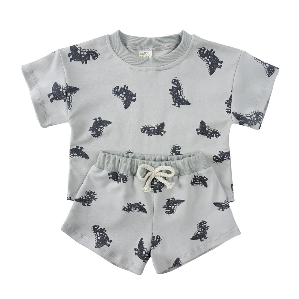 Kids Cotton Summer Clothing Sets 100 Percent Breathable Casual Short Suits For Girls And Boys Ages 1 To 8