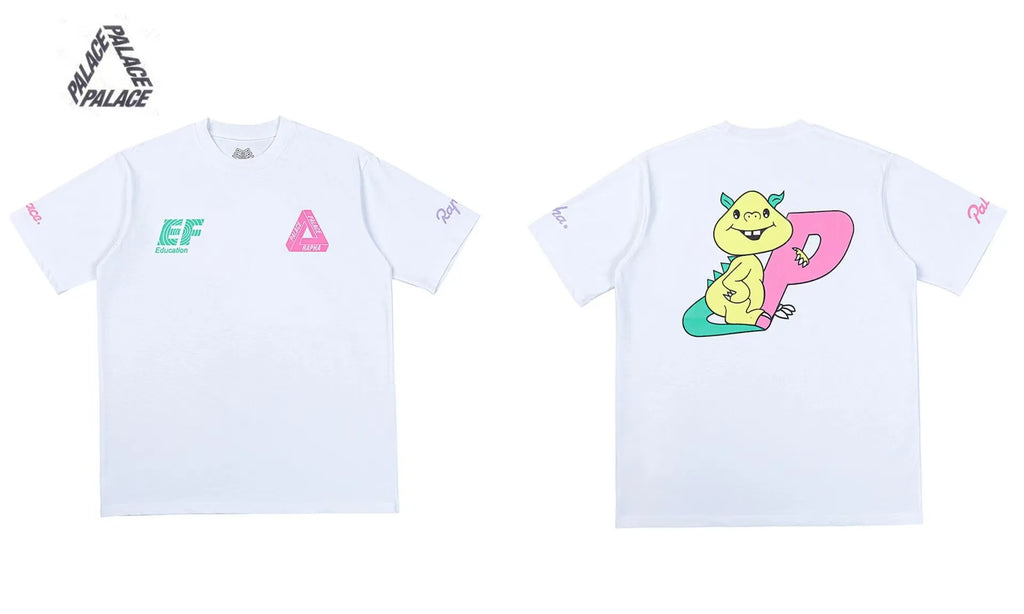 PALACE European and American trendy brand triangle print high-quality men's and women's casual pure cotton short sleeved T-shirt