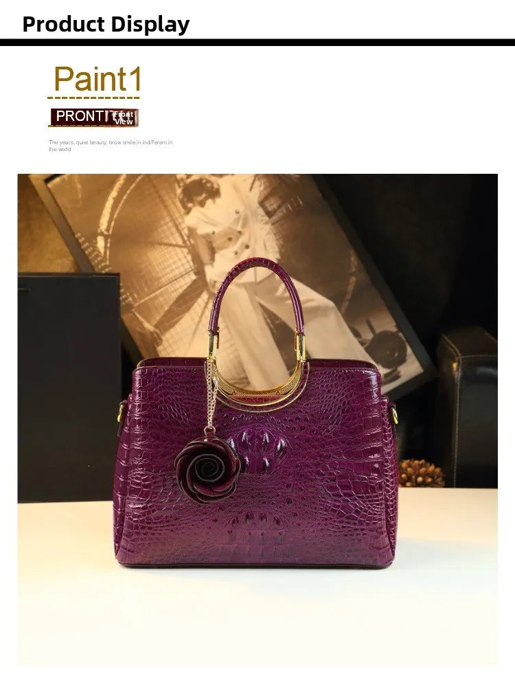 Elegant Leather Crocodile Pattern Wedding Handbag for Women Suitable for Bridal Events And Cheongsam Outfits European Vintage...