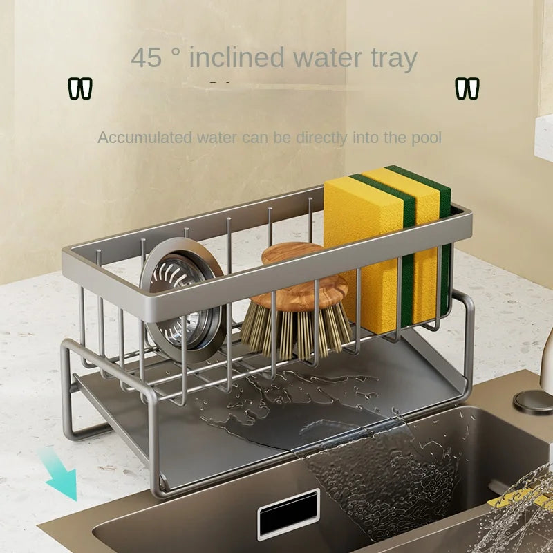 Estante de acero inoxidable para cocina, escurridor de esponjas, escurridor de fregadero, artículos de lavado de platos, almacenamiento de paños de cocina, escurridor