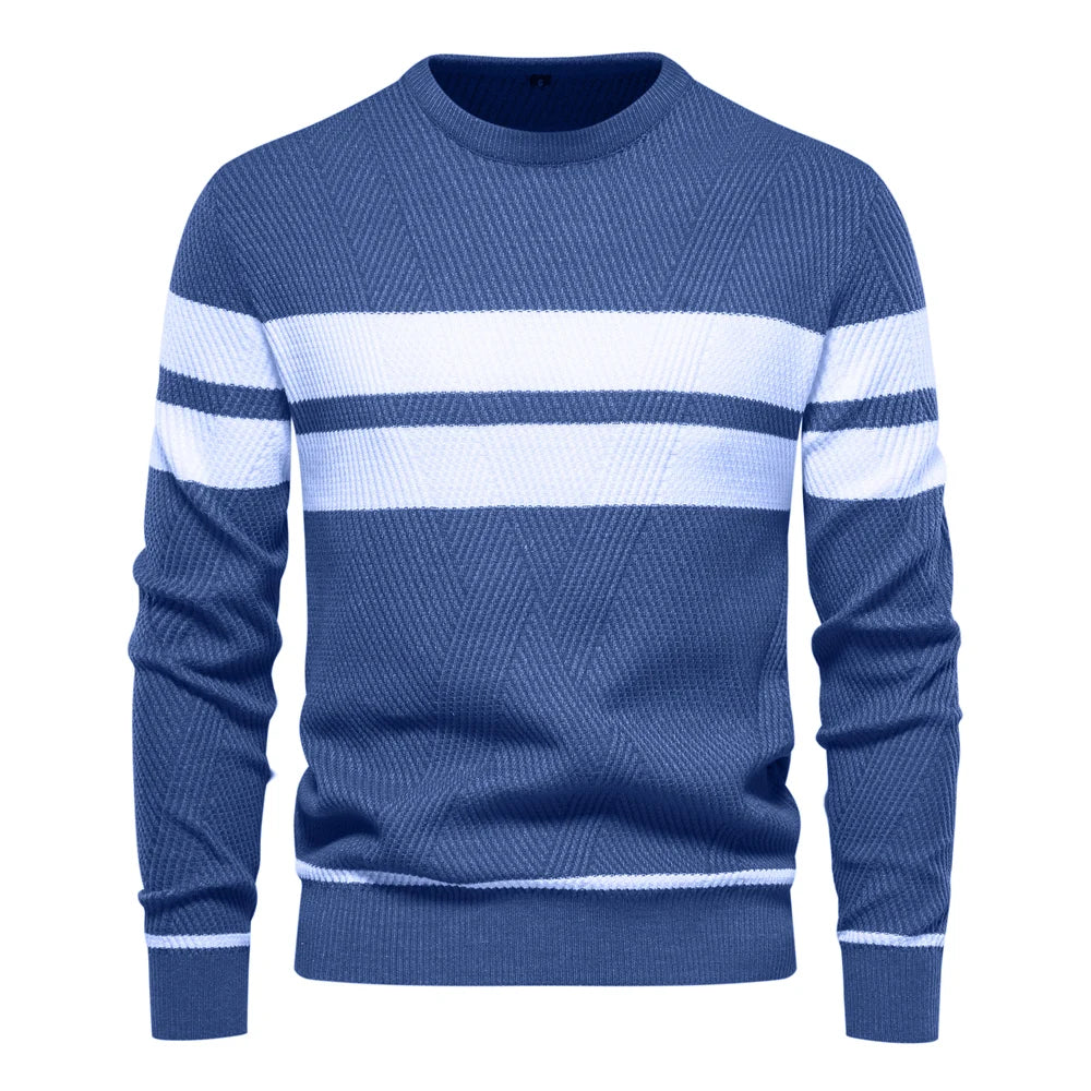 New Autumn Pullover Men'S Sweater O-Neck Patchwork Long Sleeve Warm Slim Sweaters Men Casual Fashion Sweater Men Clothing