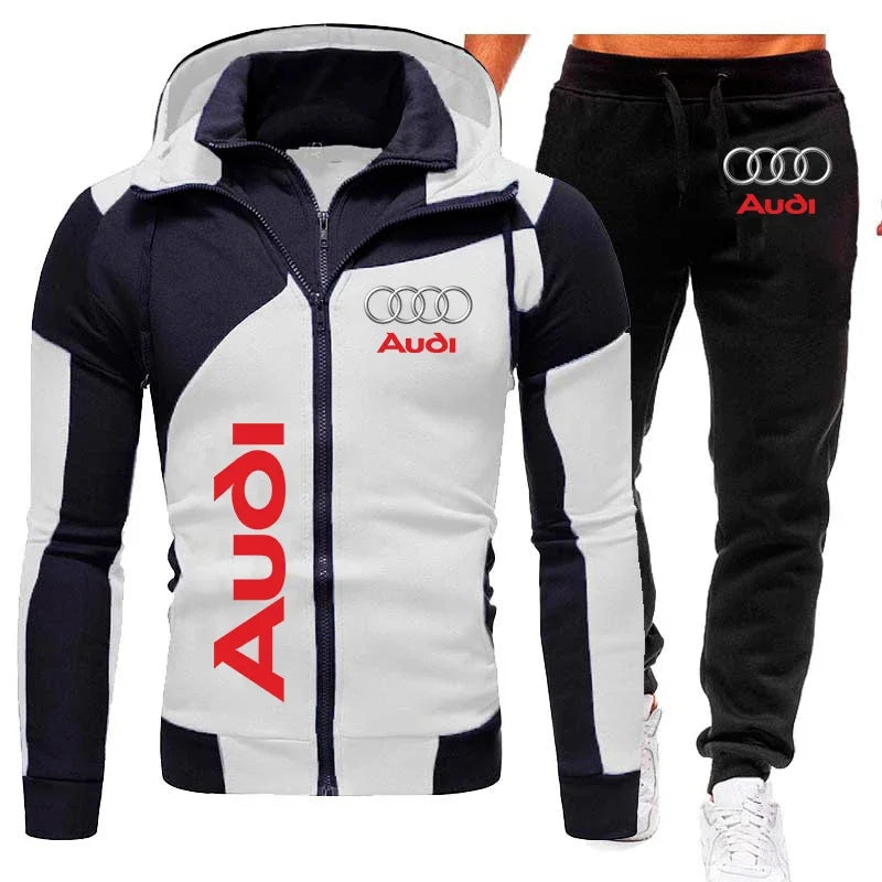 Audi Men's 2-Piece Fleece Tracksuit - Hooded Sweatshirt and Pants
