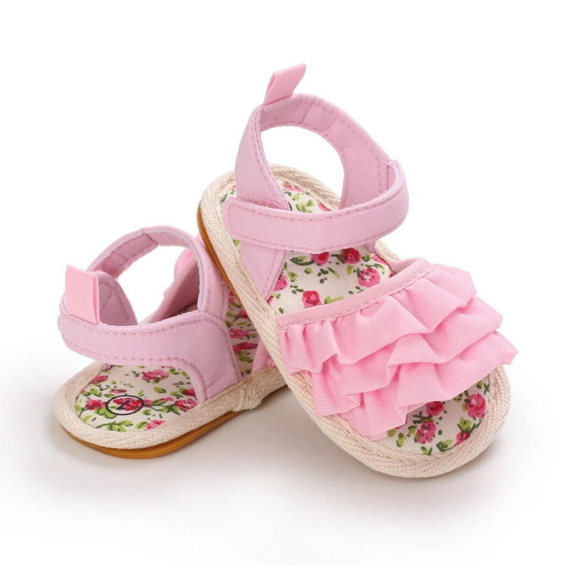 Baby Learning Walk Shoes,Back Zipper Summer Infant Sandals Soft Daily Wear Footwear for Newborn Baby Girls 0-1 Year