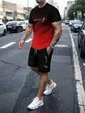 2025 new summer men's sportswear, men's loose fashion clothing, 3D printed T-shirt shorts, men's simple clothing fashion set, li