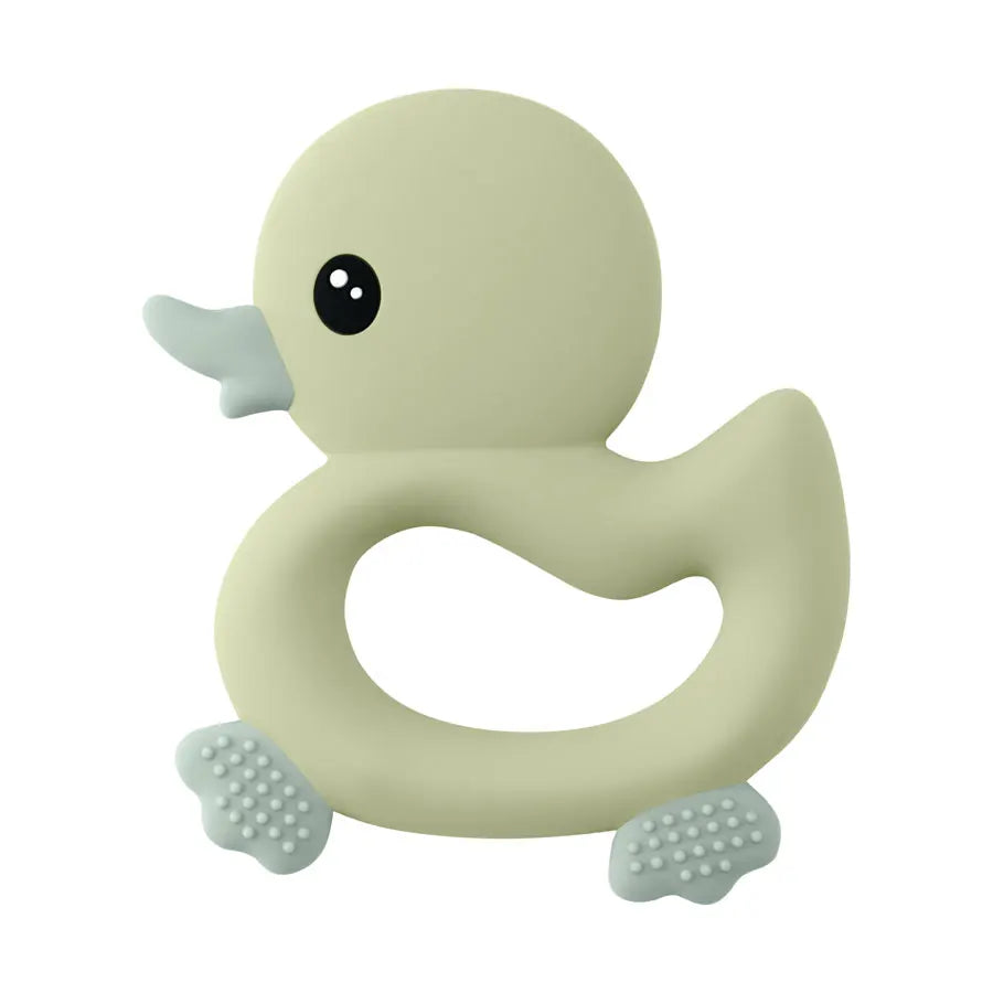 Mordedor de bebé, juguete de pato de dibujos animados, silicona sin BPA, suave juguete de dentición para bebés