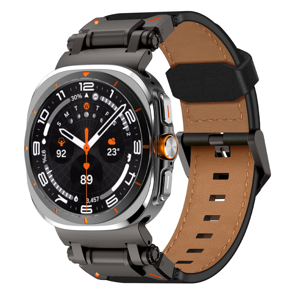 Luxury Leather Band for Samsung Galaxy Watch Ultra 2025 2024 47mm Business Strap for Galaxy Watch Ultra Adjustable Men Wristband
