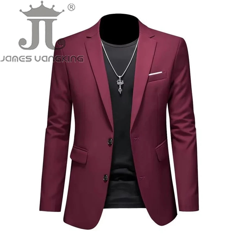Boutique Fashion Mens Blazer Solid Color Premium High End Suit Jacket For Men Groom Wedding
