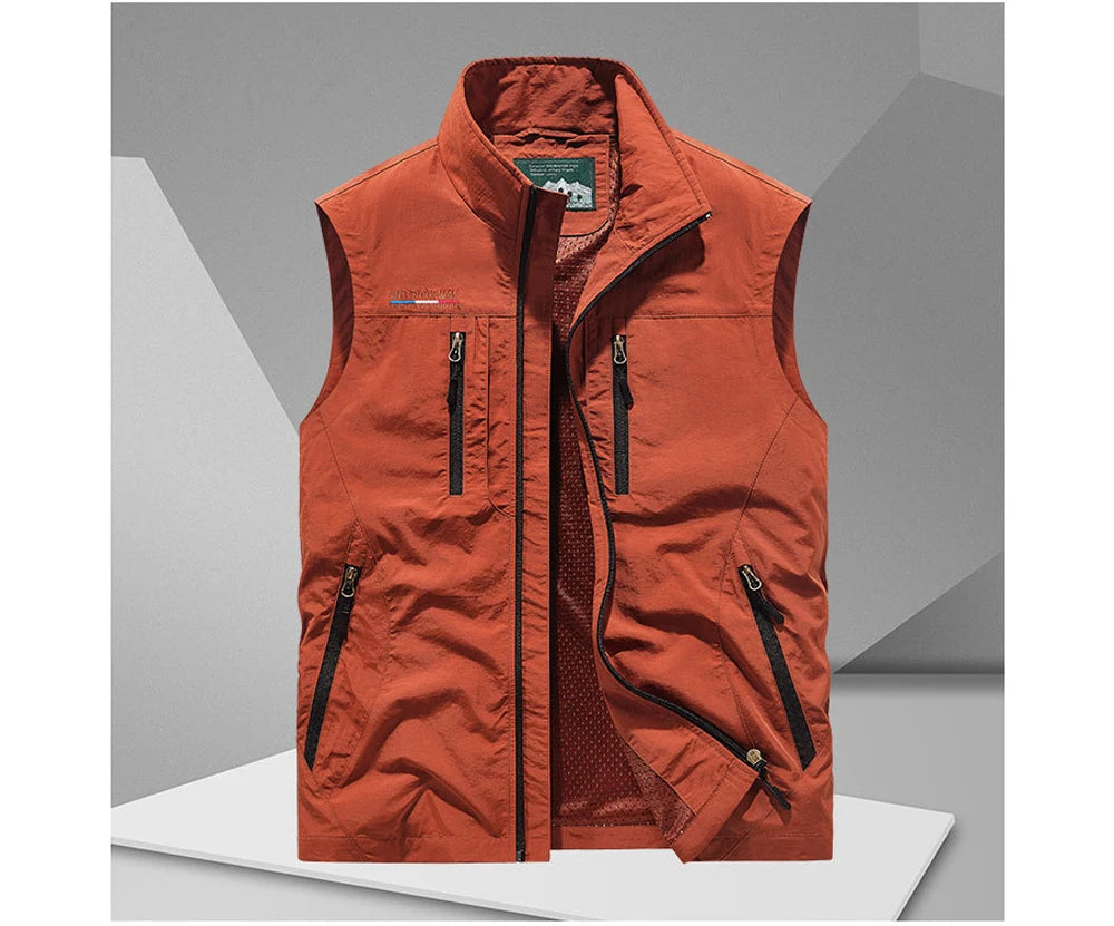 DIMUSI Summer Mens Multi-pocket Vests Casual Man Breathable Mesh Vest Sleeveless Jackets Man Outwear Fishing Waistcoats Clothing