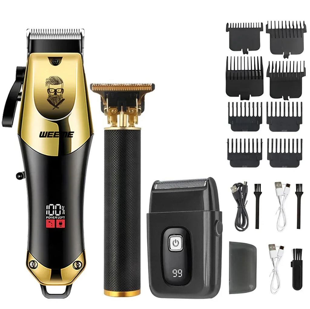 Vintage Men's Electric Hair Clipper Rechargeable Beard Trimmer with Foot Hair Trimmer Kit USB Fast Charging Hair Clipper