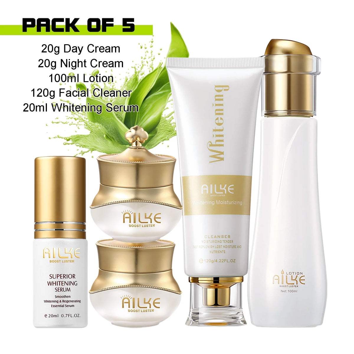 AILKE 5-in-1 Facial Skin Care Set - Whitening and Moisturizing