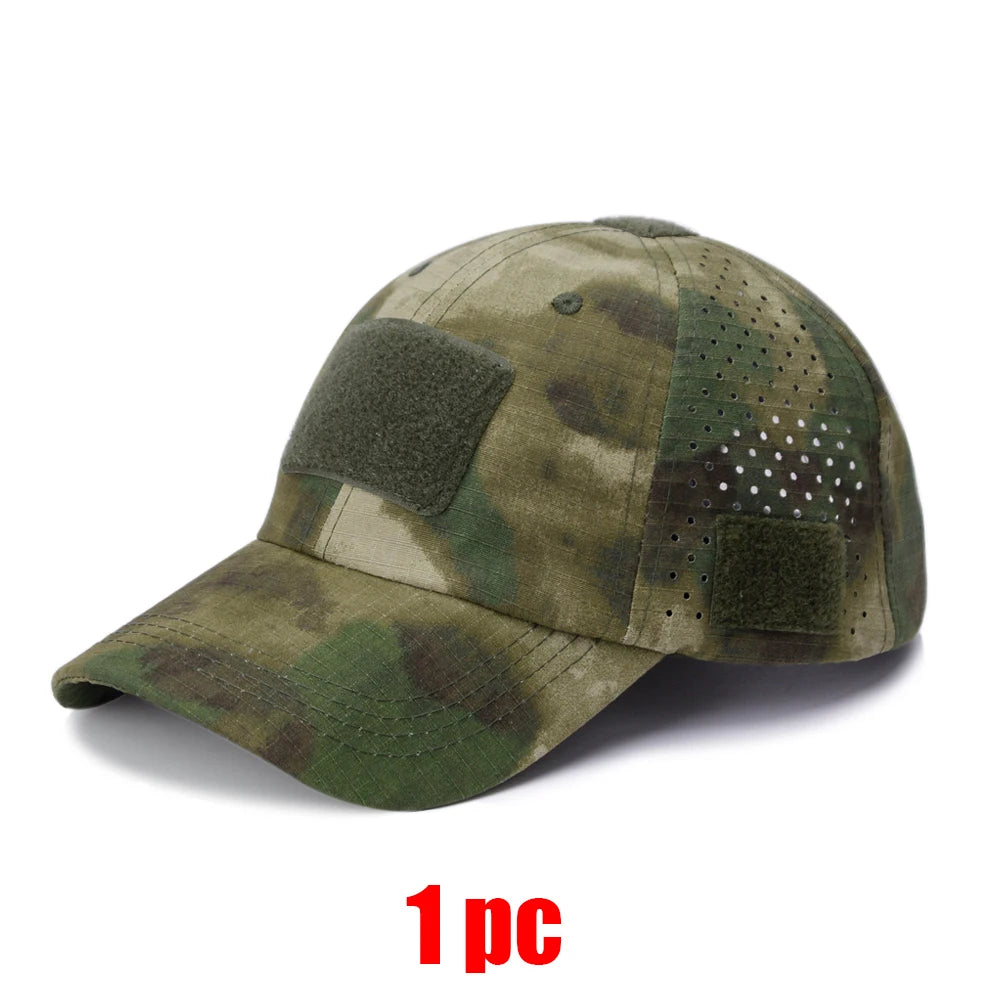 1/2Pcs New Men Camouflage Baseball Cap Breathable Sunscreen Hat Outdoor Sports Hunting Hiking Camping Beach Fishing Sun Hat