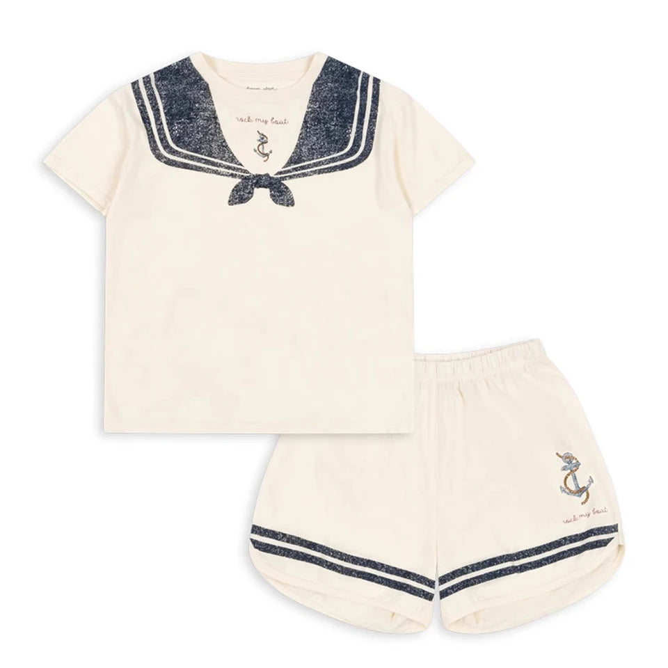 Summer Children Vacation Sets 2025 Ks Girls Cute Cartoon Short Sleeve Tops Boys Sport T-Shirt Shorts Baby Homewear Clothes Suit