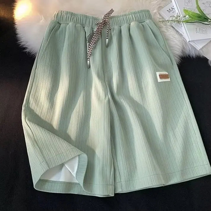 Summer Thin Shorts Women Men New Ice Loose Breathable Wide Leg Student Pants Embroidered Label Straight Casual Shorts Sweatpants