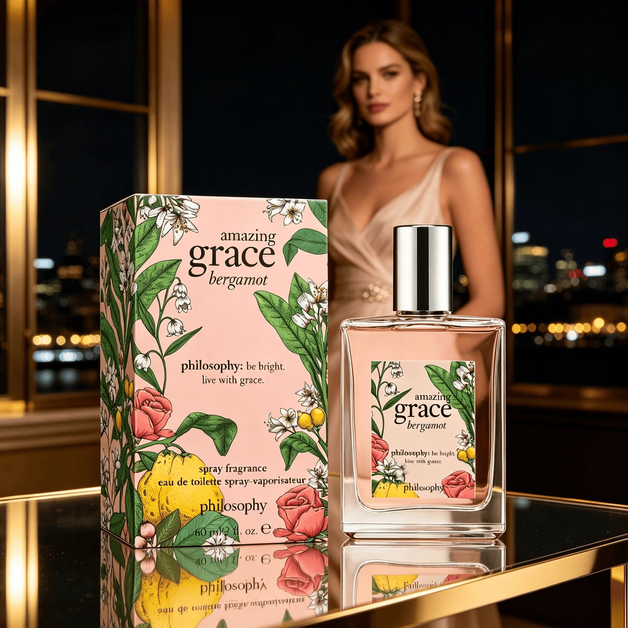 Authentic Philosophy Amazing Grace Bergamot Eau De Toilette 4 oz (120ml), Refreshing Bright Citrus‑Floral Women Perfume Spray, Gentle Light Long‑Lasting Fragrance for Everyday Use